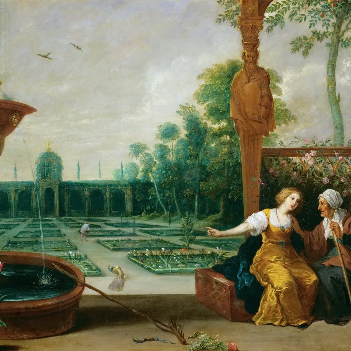 People Oil Painting - Classical Garden Scene with Figures - Oil Painting Haven