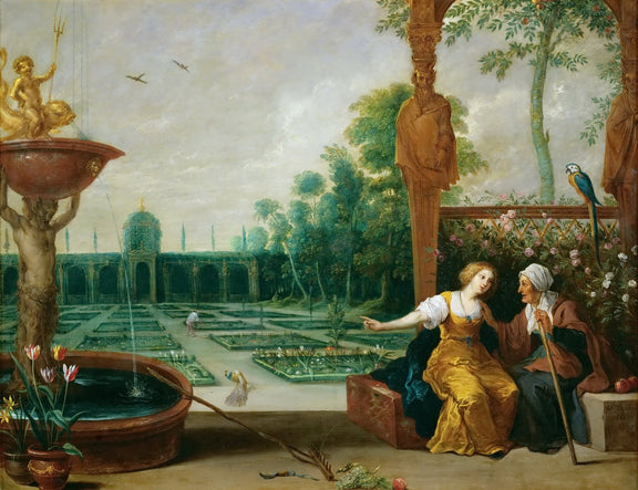 People Oil Painting - Classical Garden Scene with Figures - Oil Painting Haven