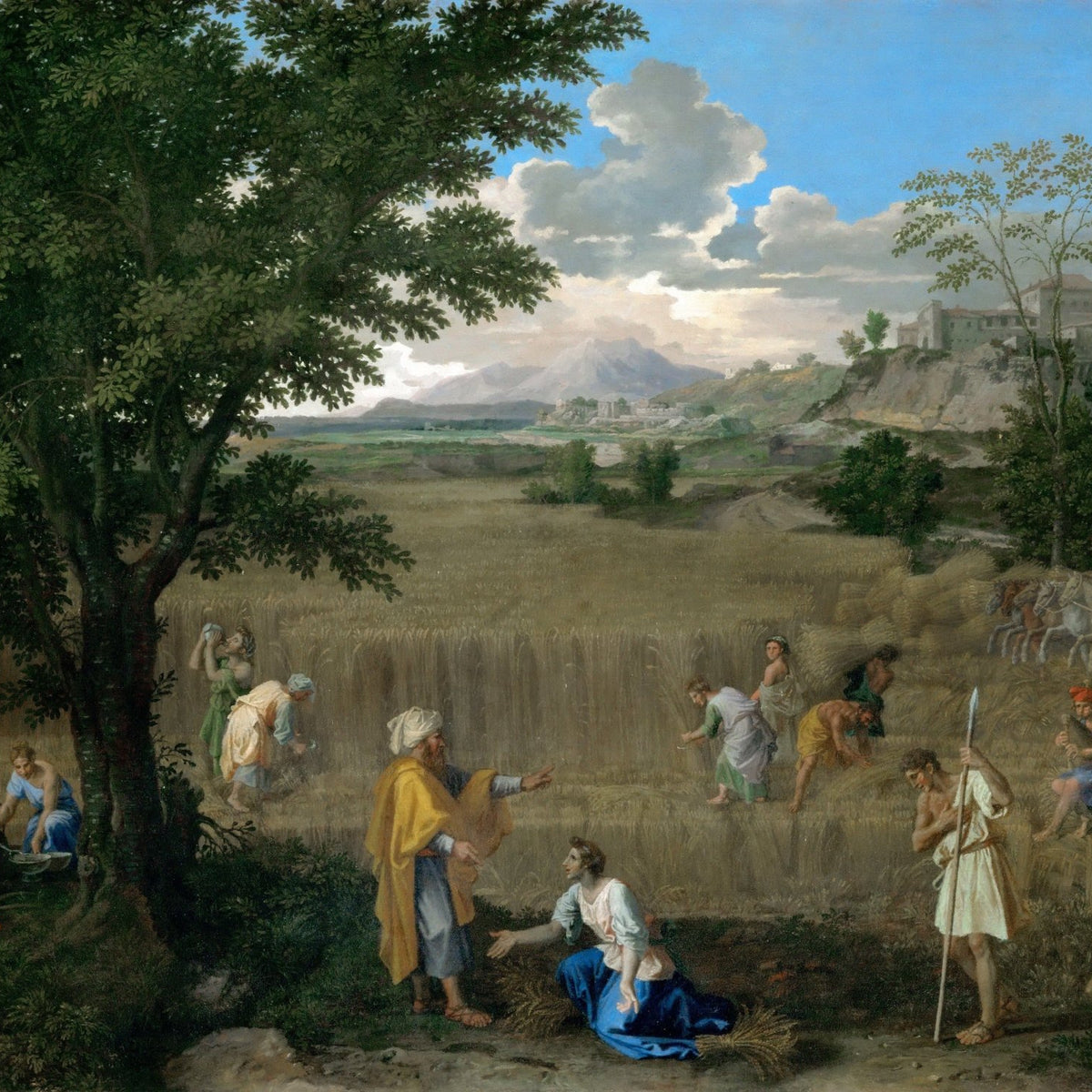 People Oil Painting - Classical Harvest Scene with Rural Figures - Oil Painting Haven