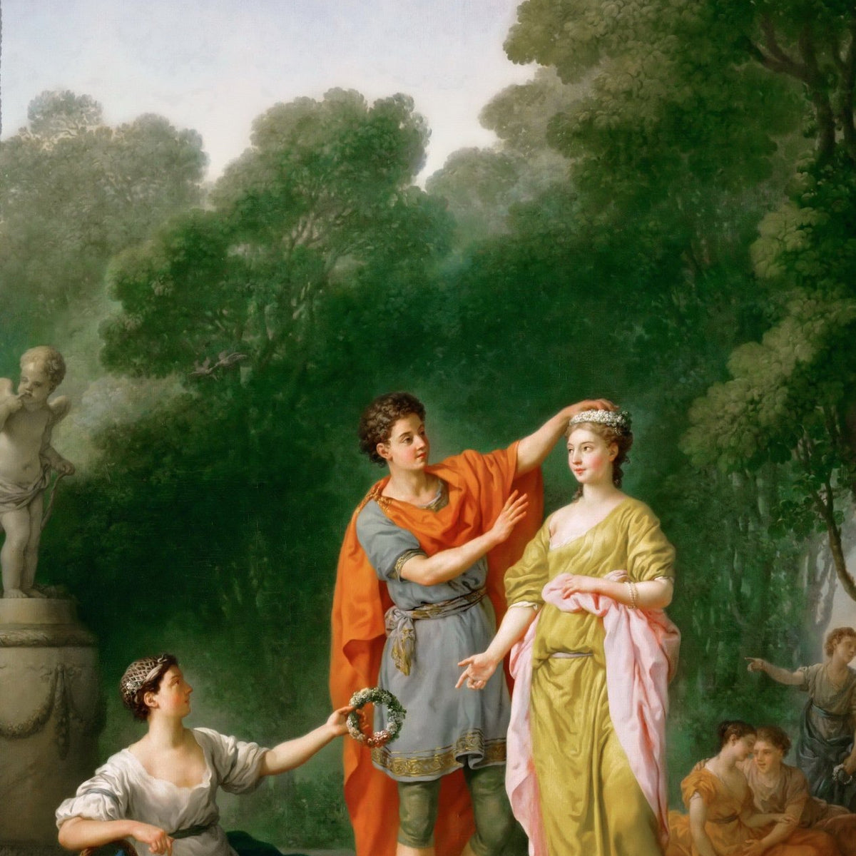 People Oil Painting - Classical Lovers Crowning Scene - Oil Painting Haven