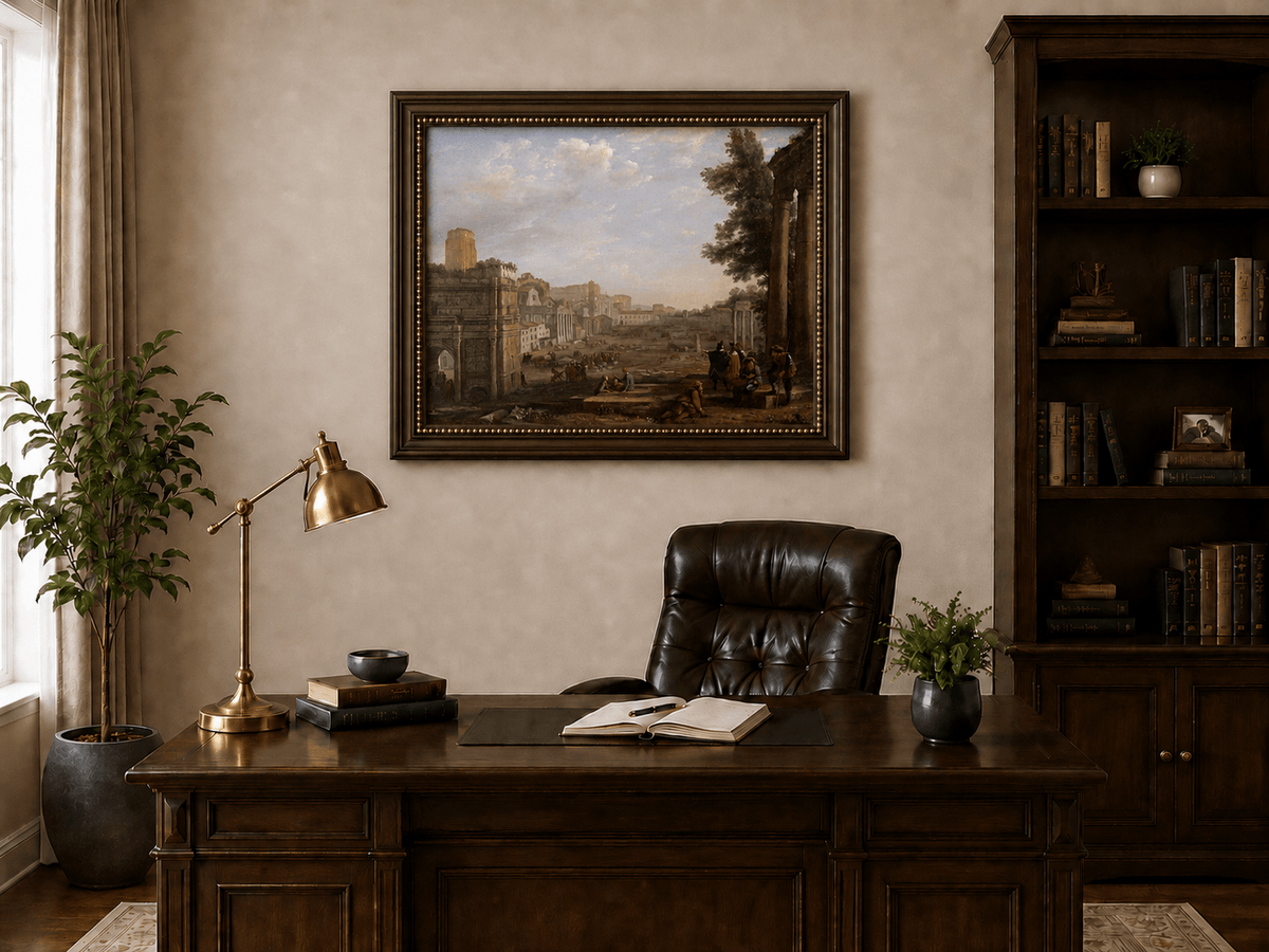 People Oil Painting - Classical Rome Ruins with Figures