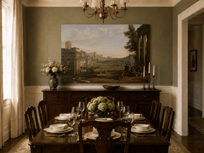 People Oil Painting - Classical Rome Ruins with Figures