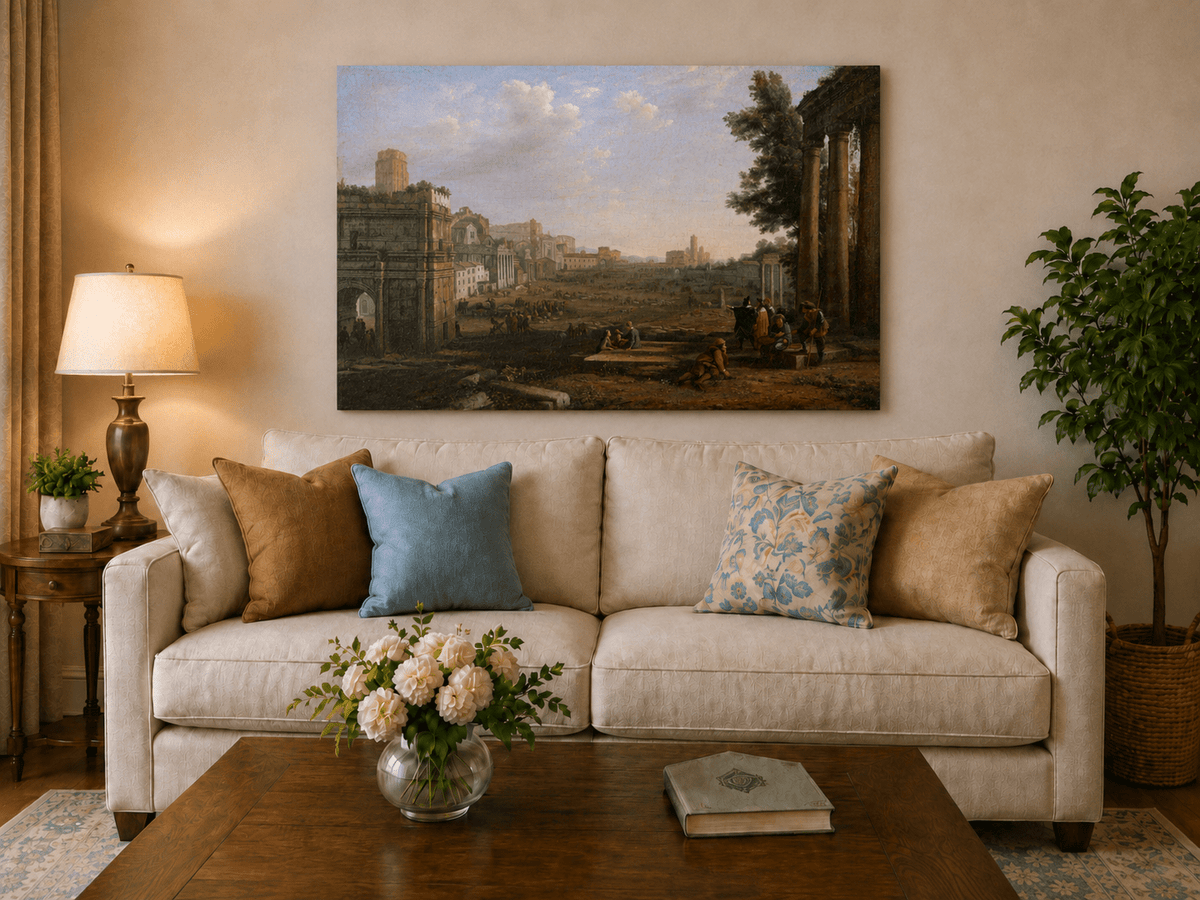 People Oil Painting - Classical Rome Ruins with Figures