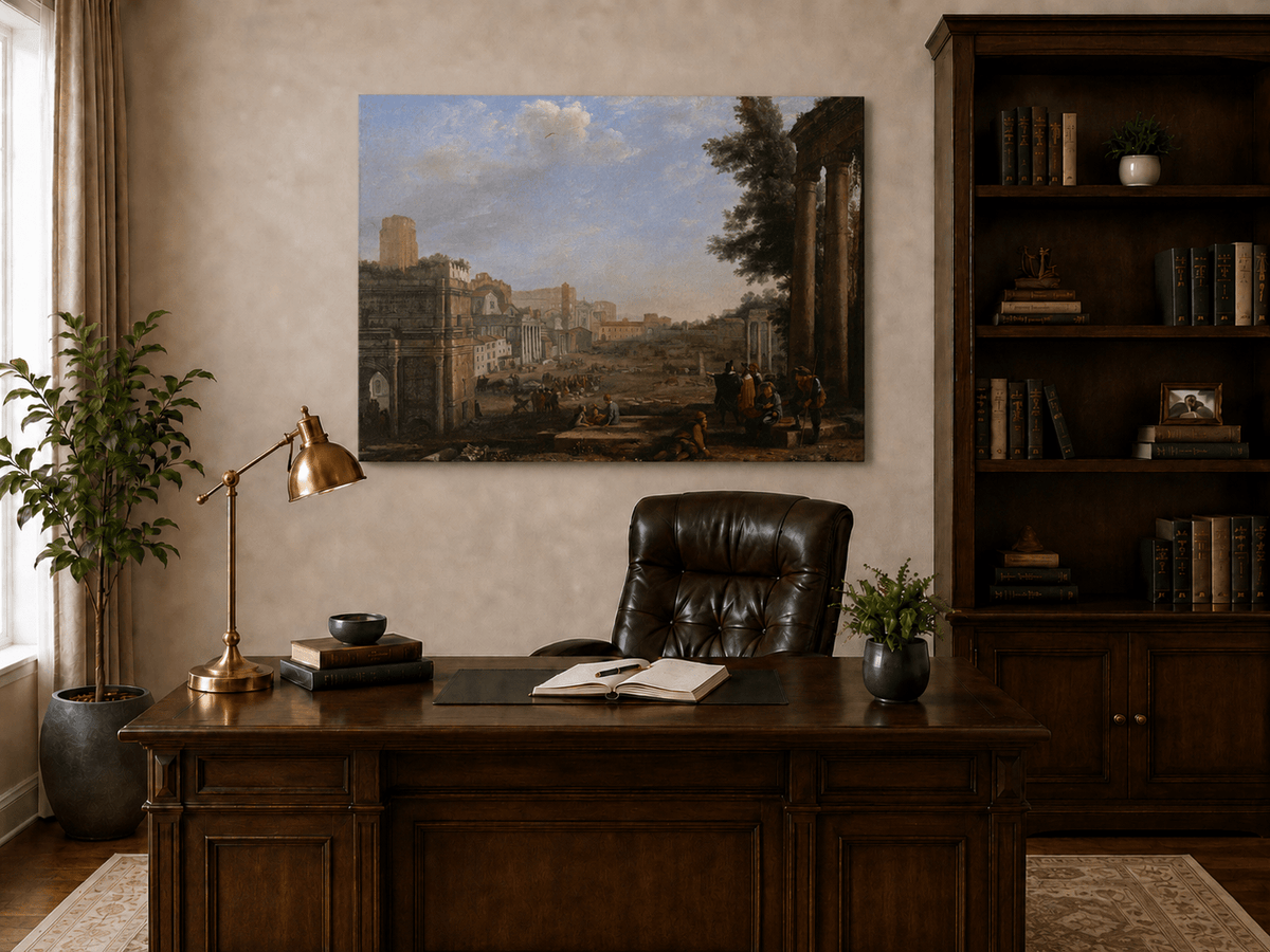 People Oil Painting - Classical Rome Ruins with Figures