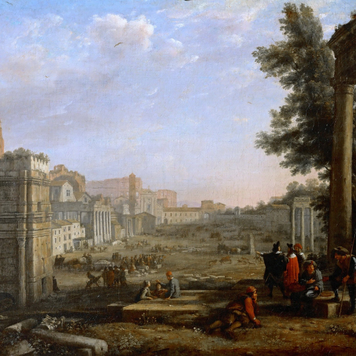 People Oil Painting - Classical Rome Ruins with Figures - Oil Painting Haven