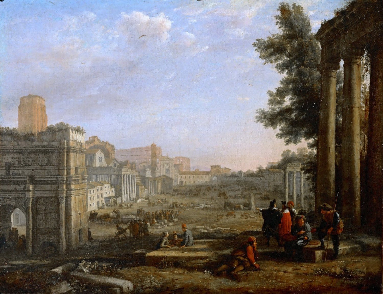 People Oil Painting - Classical Rome Ruins with Figures - Oil Painting Haven