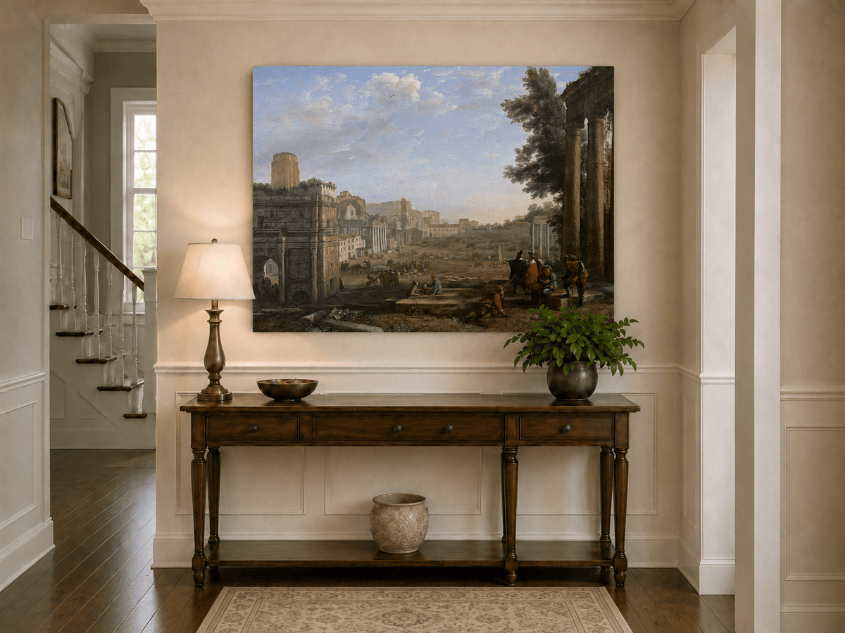 People Oil Painting - Classical Rome Ruins with Figures