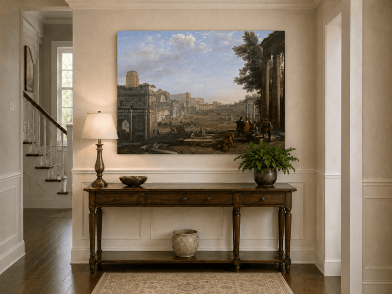 People Oil Painting - Classical Rome Ruins with Figures