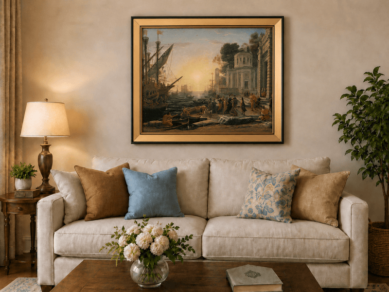 People Oil Painting - Cleopatra Arriving at an Ancient Harbor
