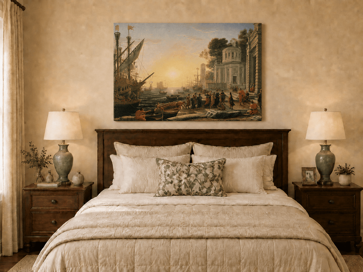 People Oil Painting - Cleopatra Arriving at an Ancient Harbor