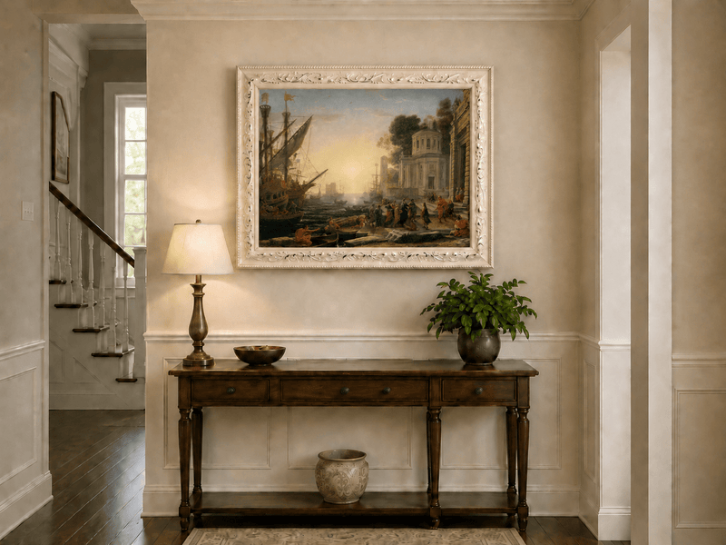 People Oil Painting - Cleopatra Arriving at an Ancient Harbor