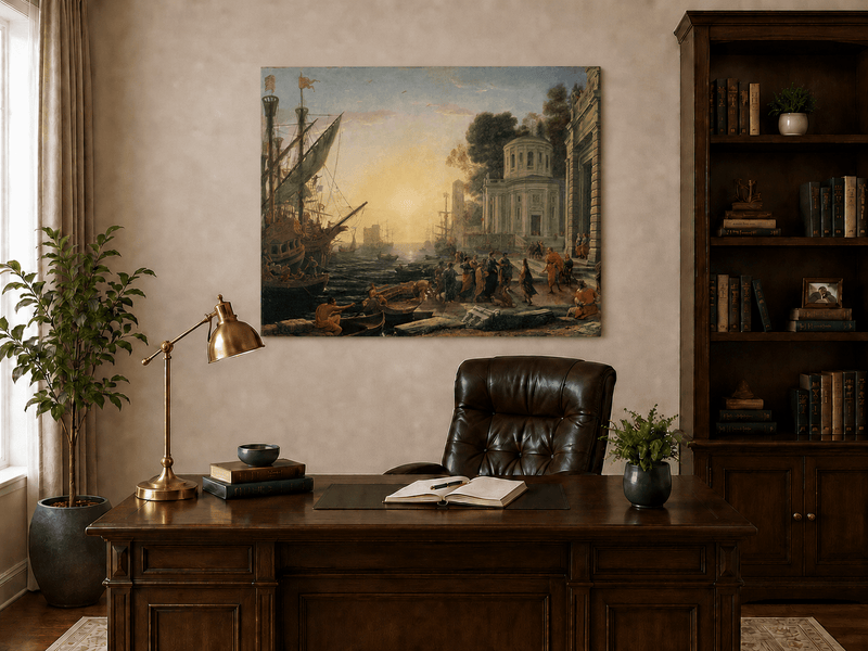 People Oil Painting - Cleopatra Arriving at an Ancient Harbor