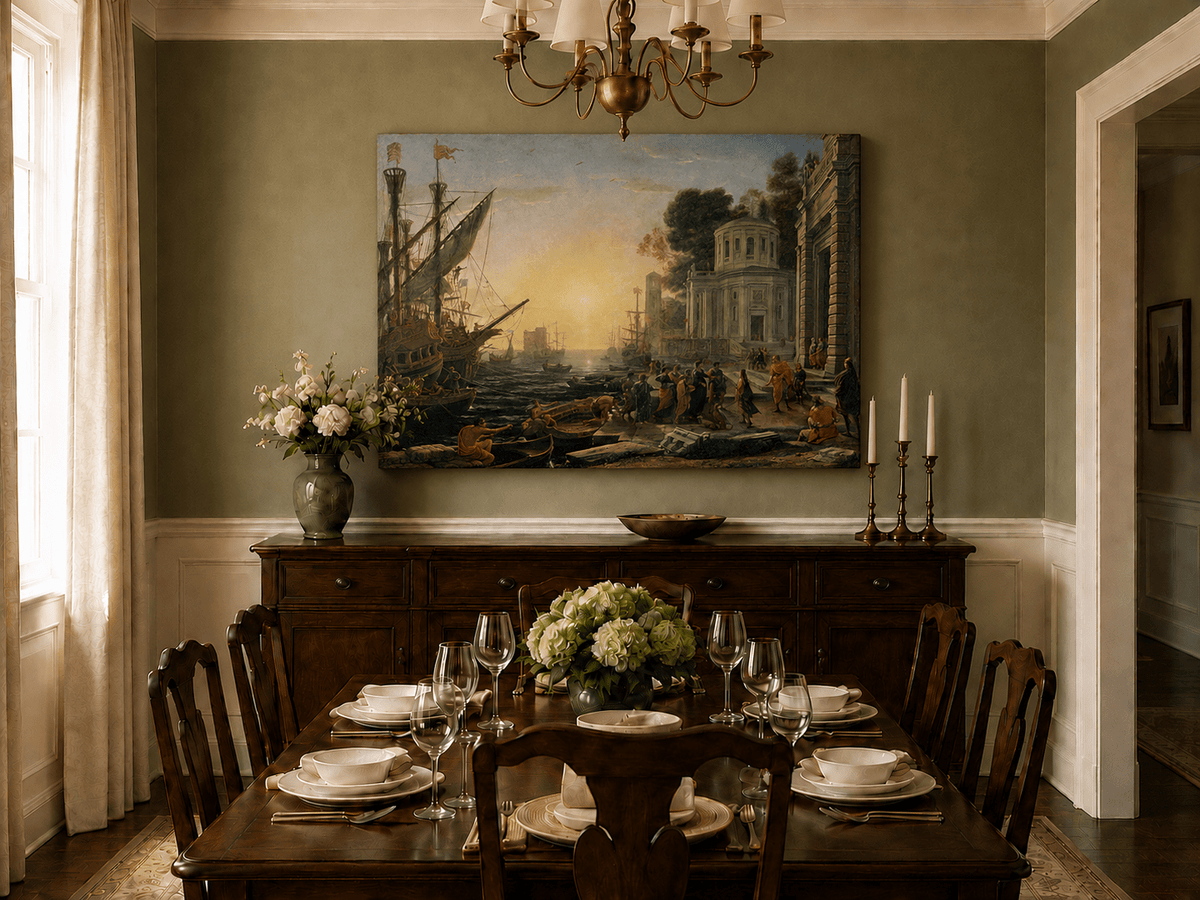 People Oil Painting - Cleopatra Arriving at an Ancient Harbor