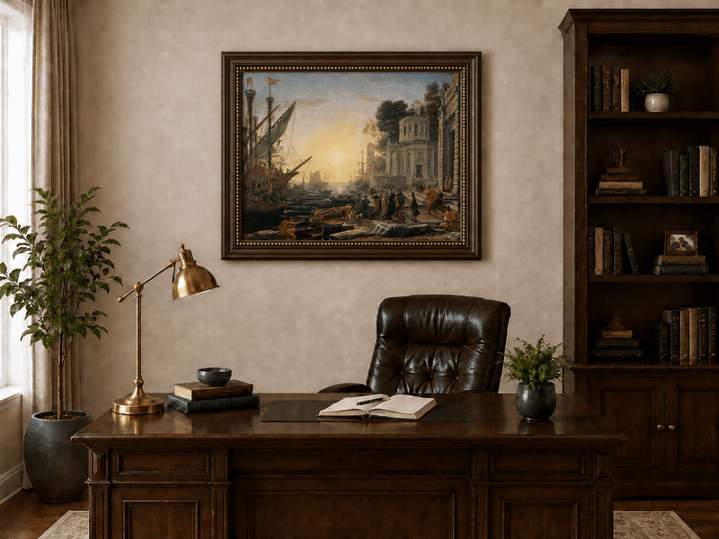 People Oil Painting - Cleopatra Arriving at an Ancient Harbor