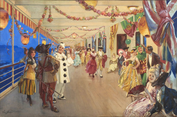 People Oil Painting - Costume Party on Ship Deck - Oil Painting Haven