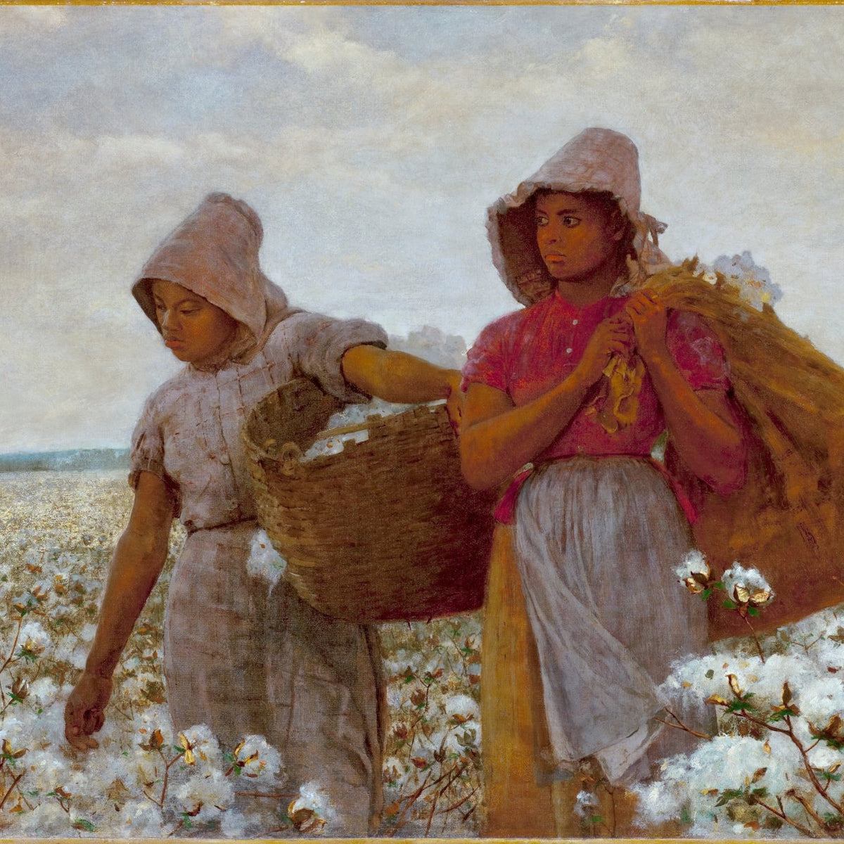 People Oil Painting - Cotton Pickers in Rural Field Scene - Oil Painting Haven