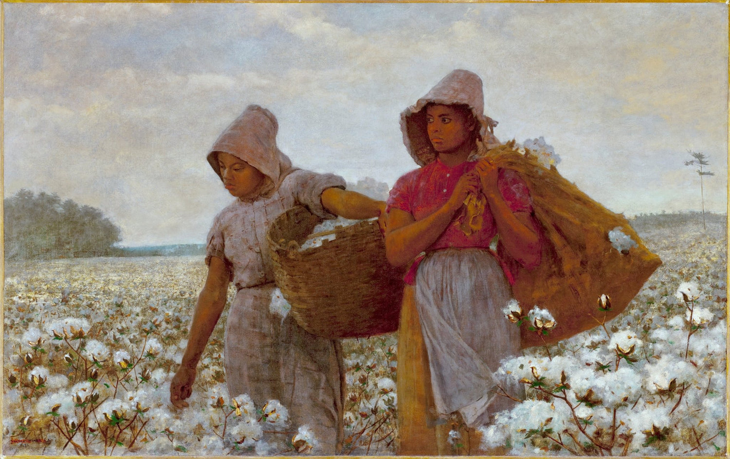 People Oil Painting - Cotton Pickers in Rural Field Scene - Oil Painting Haven