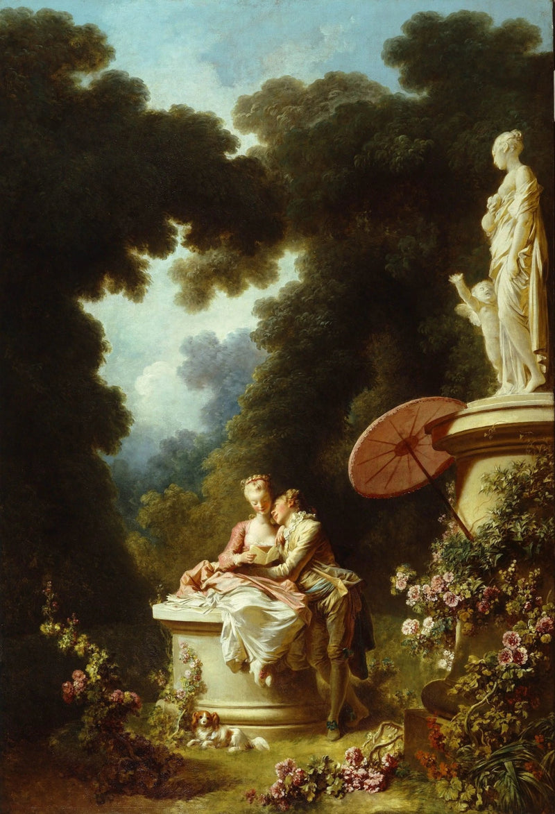 People Oil Painting - Couple in Elegant Garden Setting - Oil Painting Haven