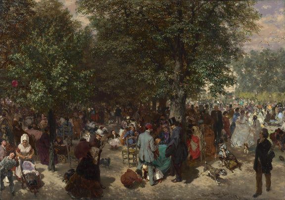 People Oil Painting - Crowds in a Park Garden Afternoon Scene - Oil Painting Haven