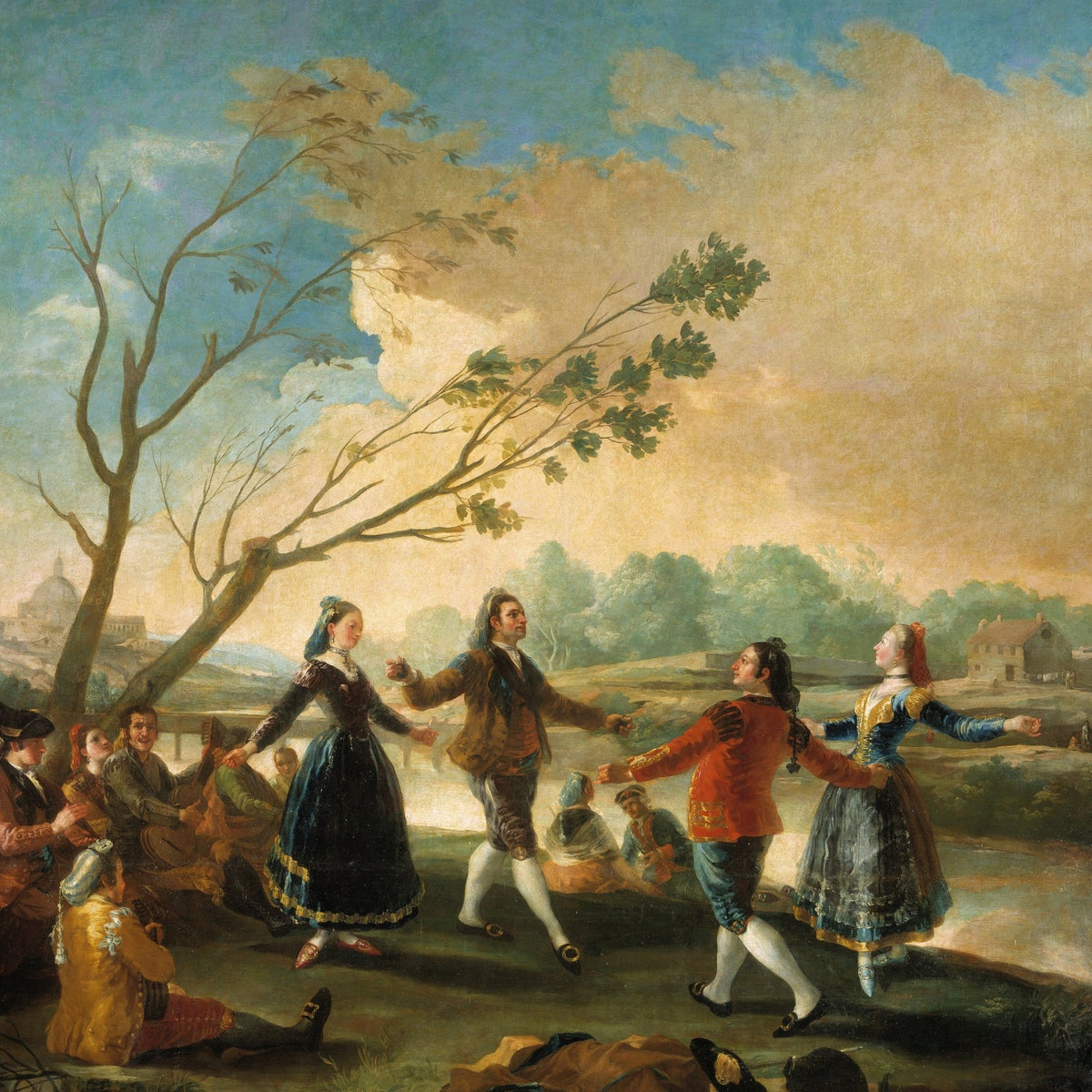 People Oil Painting - Dancing Figures by Riverside Scene - Oil Painting Haven