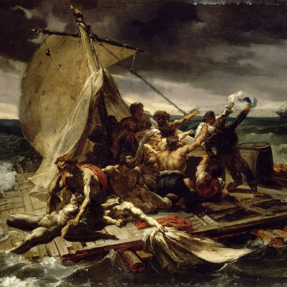 People Oil Painting - Dramatic Shipwreck Survivors at Sea - Oil Painting Haven