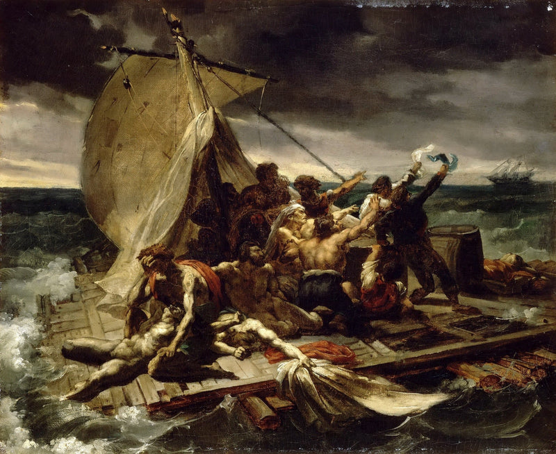 People Oil Painting - Dramatic Shipwreck Survivors at Sea - Oil Painting Haven