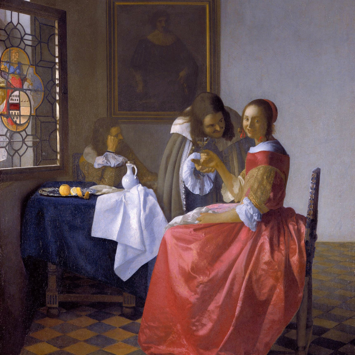 People Oil Painting - Dutch Interior Woman with Wine Scene - Oil Painting Haven