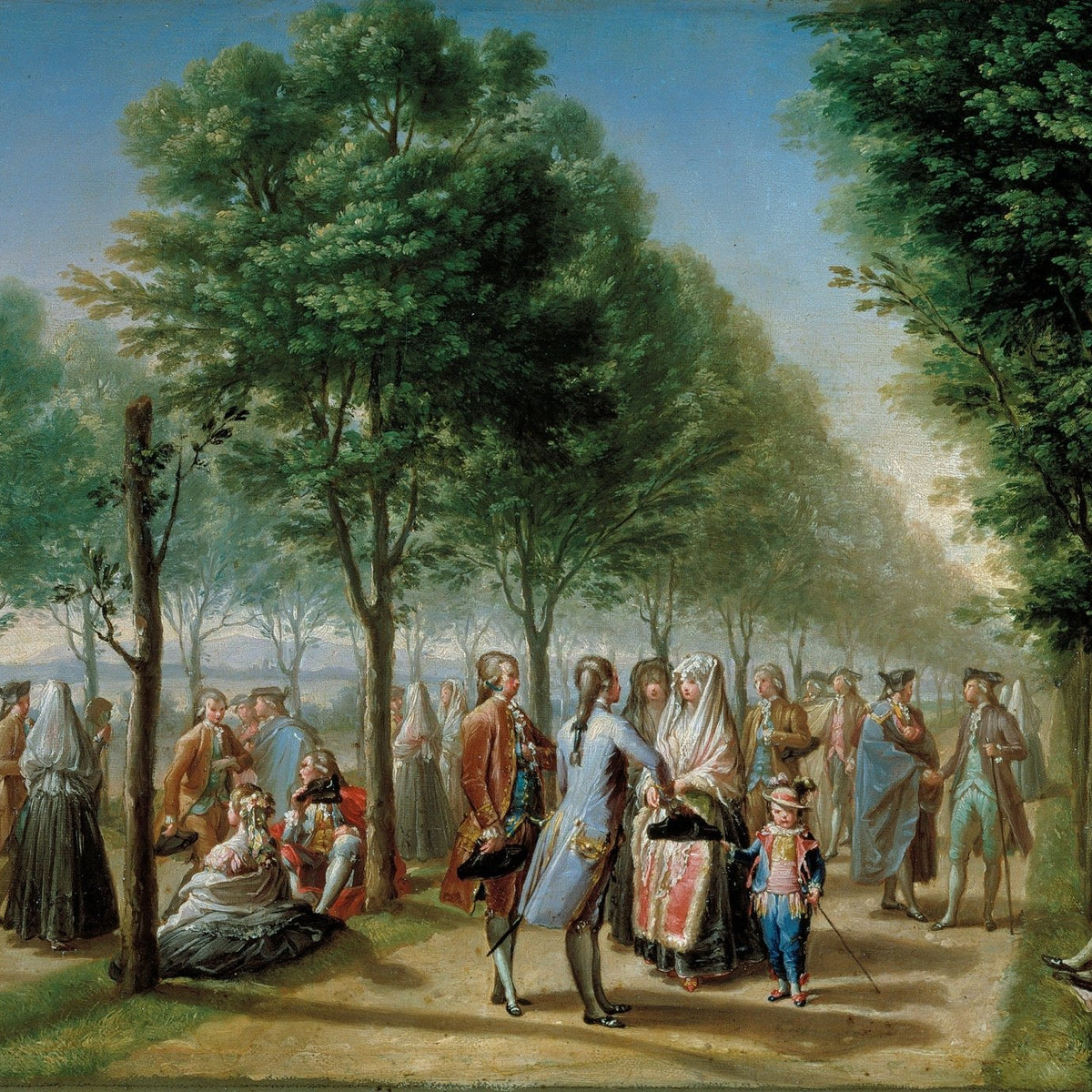 People Oil Painting - Elegant Couples Walking in Garden Park - Oil Painting Haven