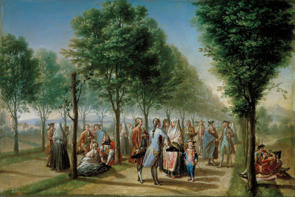 People Oil Painting - Elegant Couples Walking in Garden Park - Oil Painting Haven