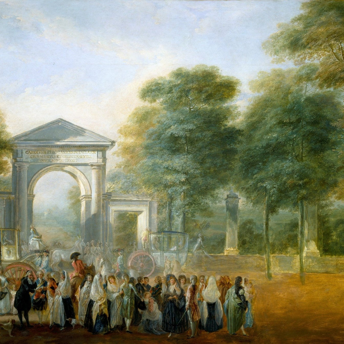People Oil Painting - Elegant Crowd in Garden Arch Scene - Oil Painting Haven