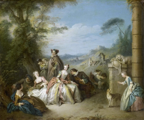People Oil Painting - Elegant Figures in Pastoral Garden Scene - Oil Painting Haven