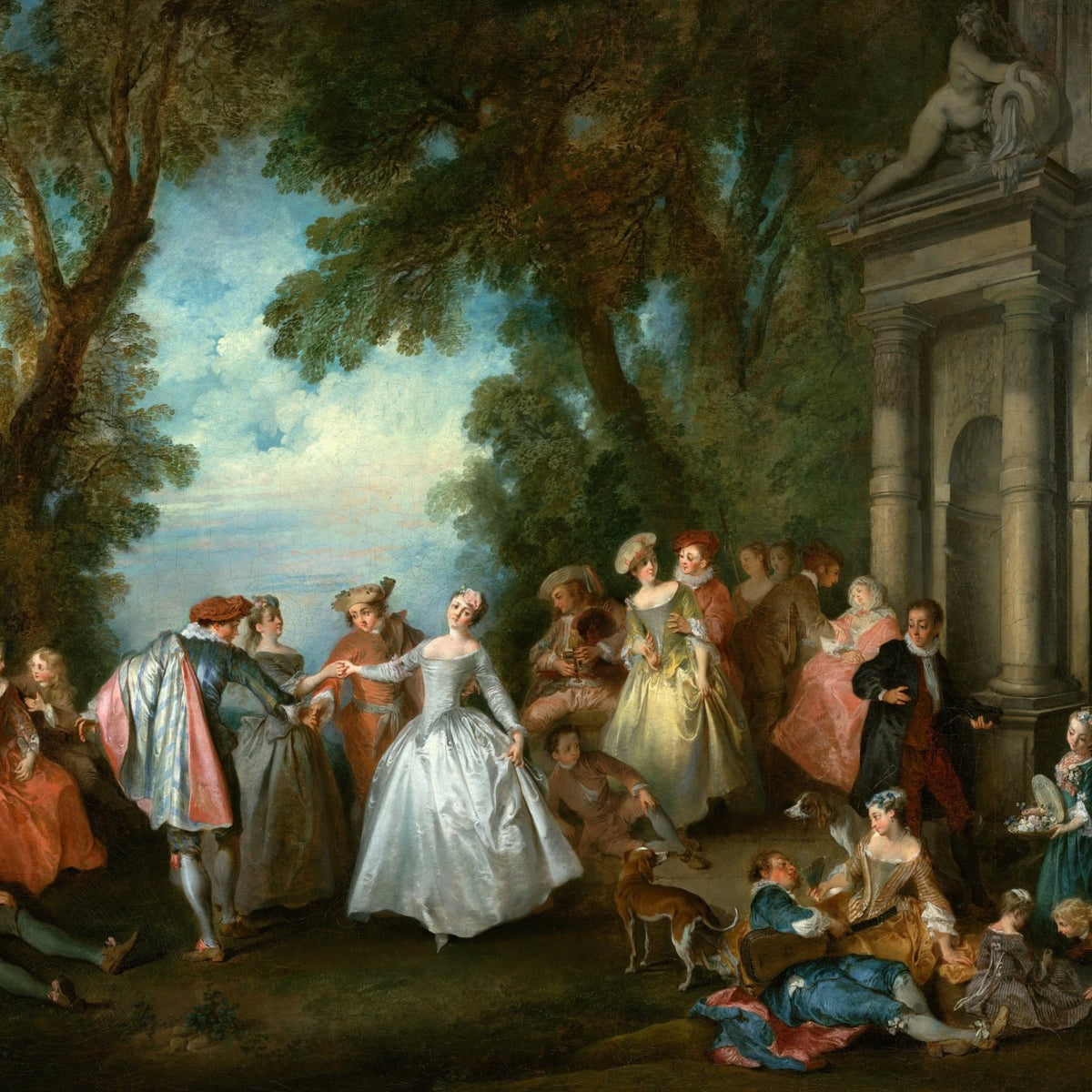 People Oil Painting - Elegant Garden Dance Scene with Figures - Oil Painting Haven