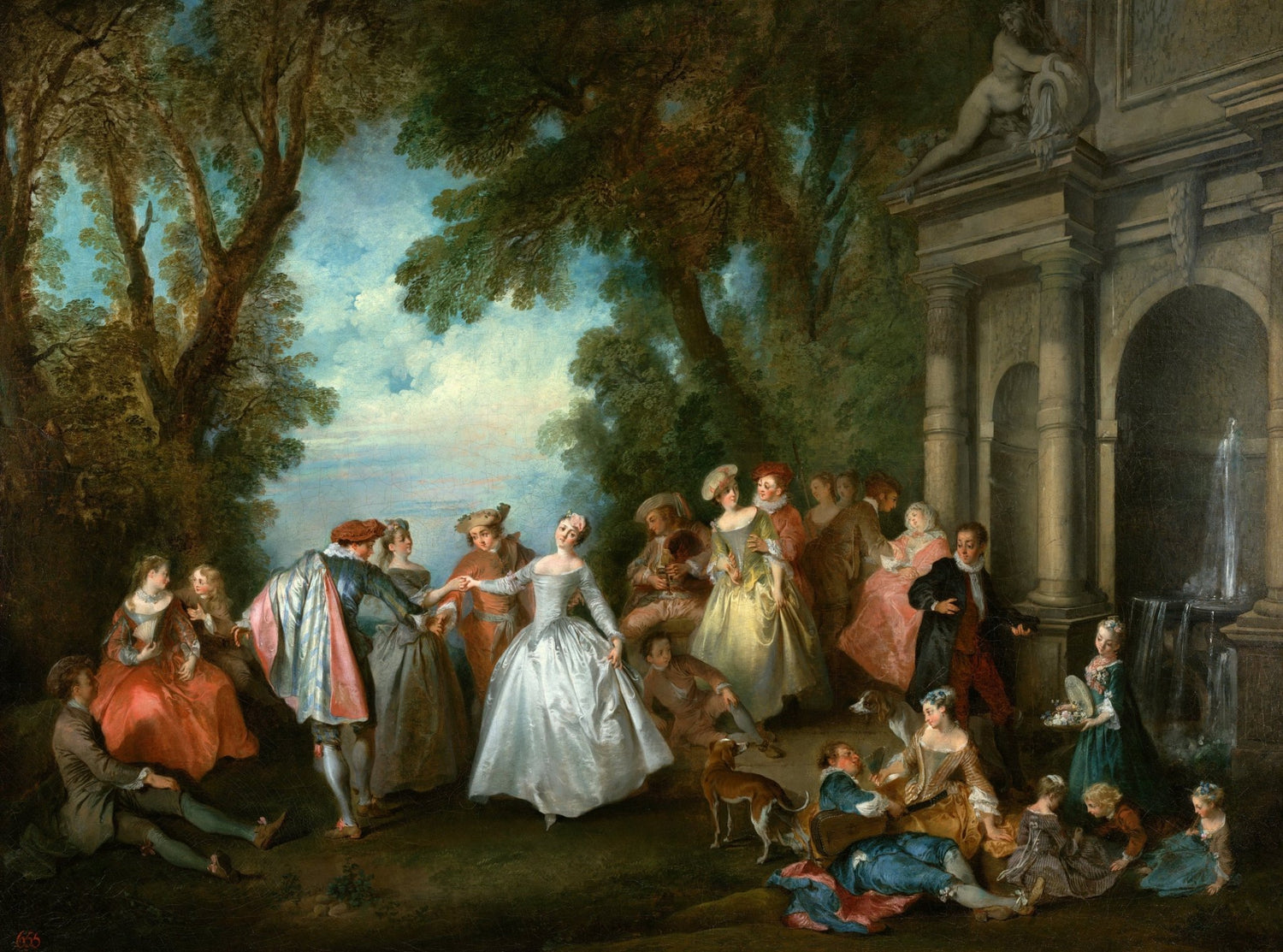 People Oil Painting - Elegant Garden Dance Scene with Figures - Oil Painting Haven