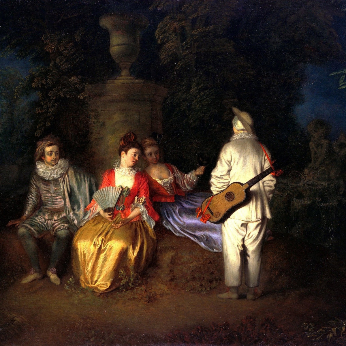 People Oil Painting - Elegant Garden Music Scene at Night - Oil Painting Haven