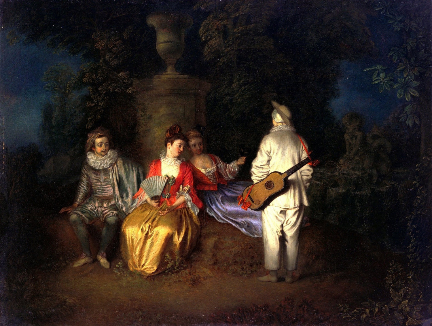 People Oil Painting - Elegant Garden Music Scene at Night - Oil Painting Haven
