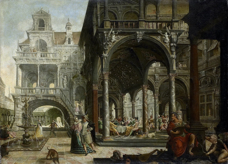 People Oil Painting - Elegant Gathering in a Renaissance Palace - Oil Painting Haven