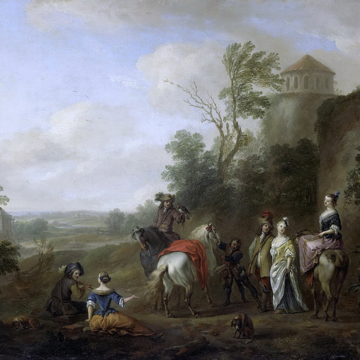 People Oil Painting - Elegant Hunting Party in Landscape - Oil Painting Haven