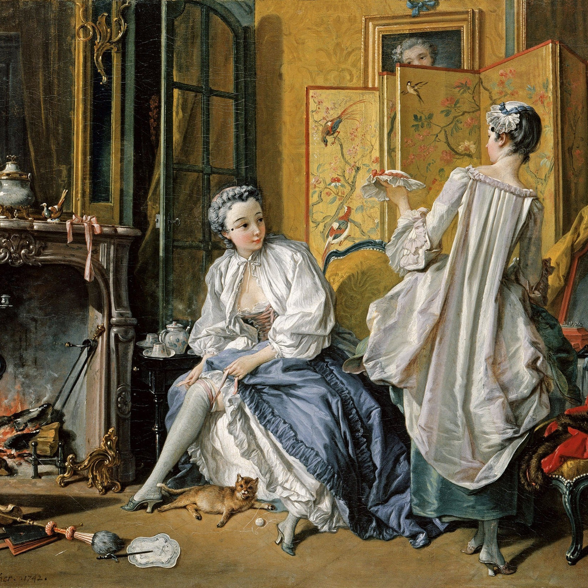 People Oil Painting - Elegant Ladies in Rococo Interior Scene - Oil Painting Haven