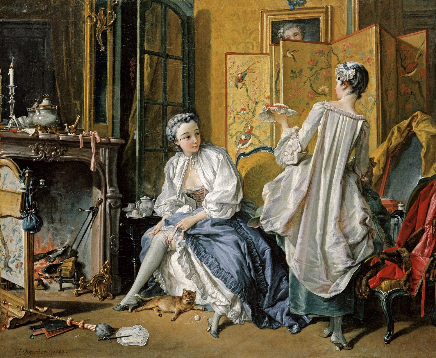 People Oil Painting - Elegant Ladies in Rococo Interior Scene - Oil Painting Haven