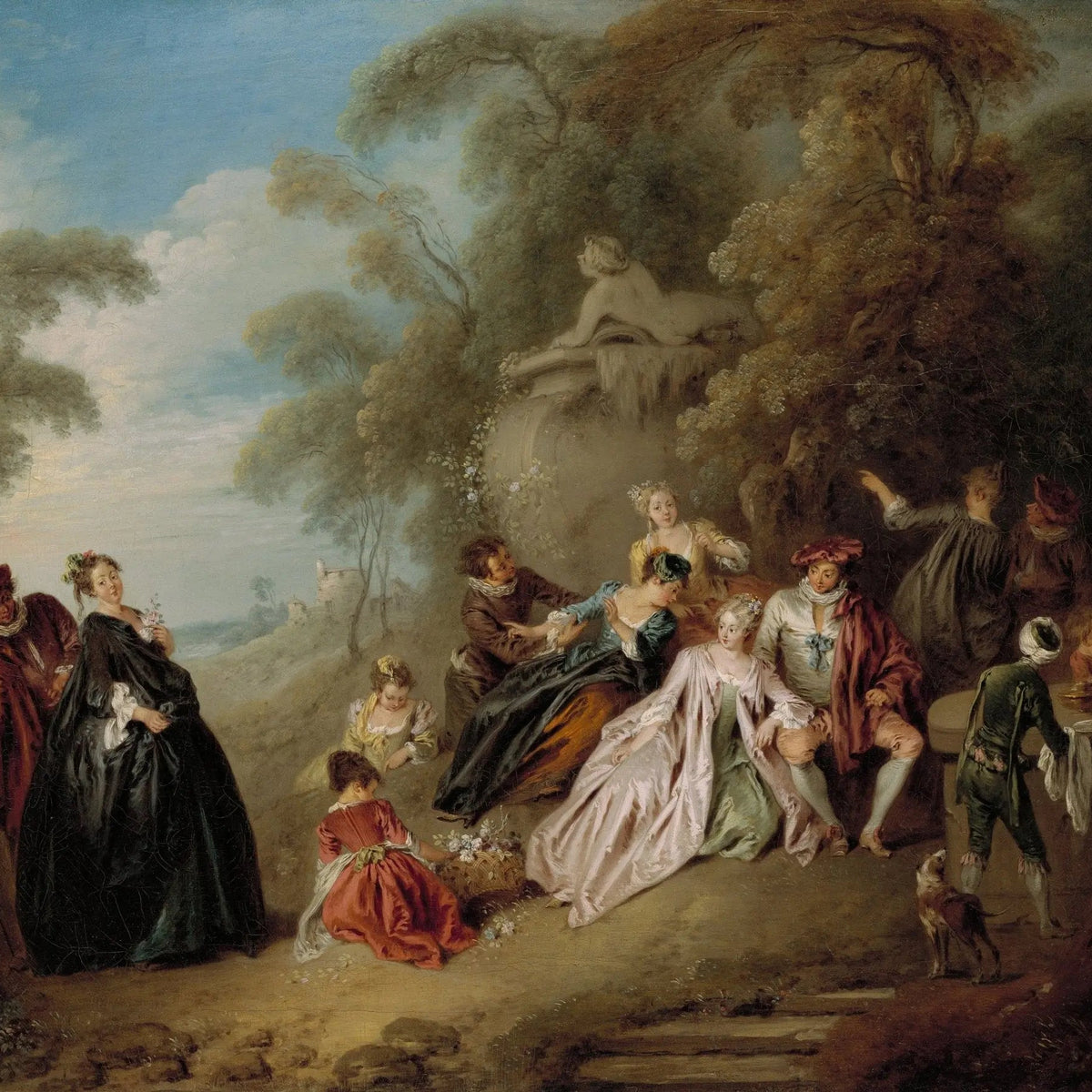 People Oil Painting - Elegant Outdoor Gathering in Forest - Oil Painting Haven