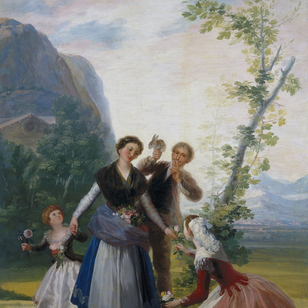 People Oil Painting - Family Gathering in Spring Garden Scene - Oil Painting Haven
