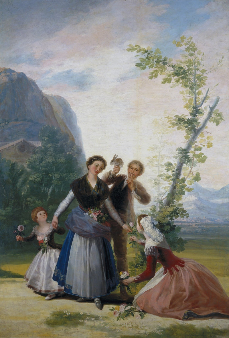 People Oil Painting - Family Gathering in Spring Garden Scene - Oil Painting Haven