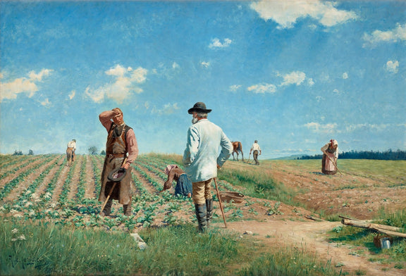 People Oil Painting - Farmers Working in Open Field Scene - Oil Painting Haven