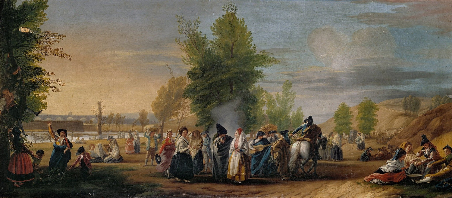 People Oil Painting - Festive Gathering in a Countryside Meadow - Oil Painting Haven