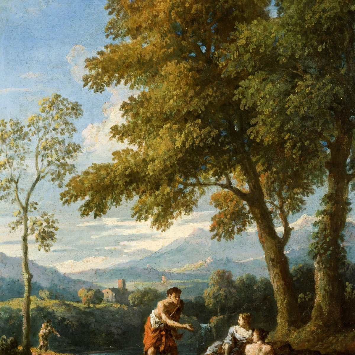 People Oil Painting - Figures in Roman Campagna Landscape - Oil Painting Haven