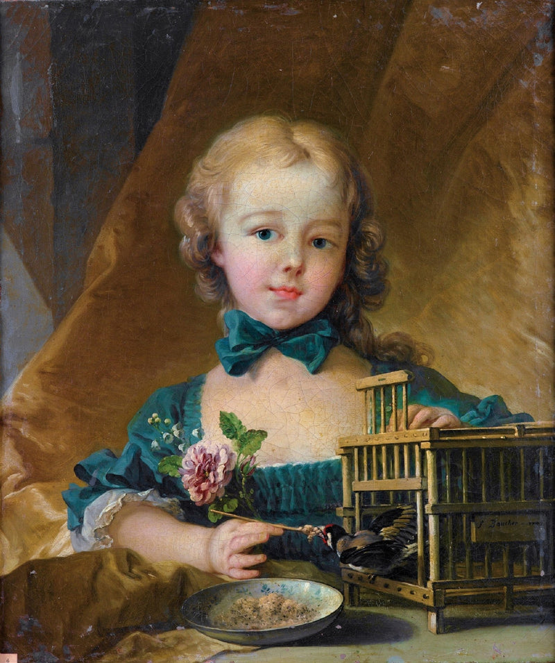 People Oil Painting - Girl Feeding Bird in Elegant Portrait - Oil Painting Haven