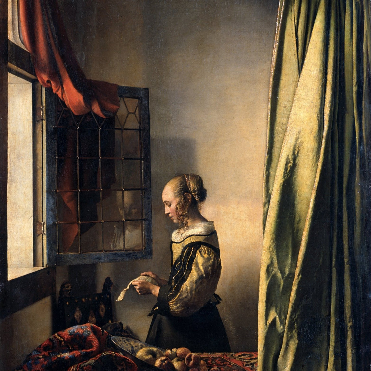 People Oil Painting - Girl Reading Letter by Open Window - Oil Painting Haven