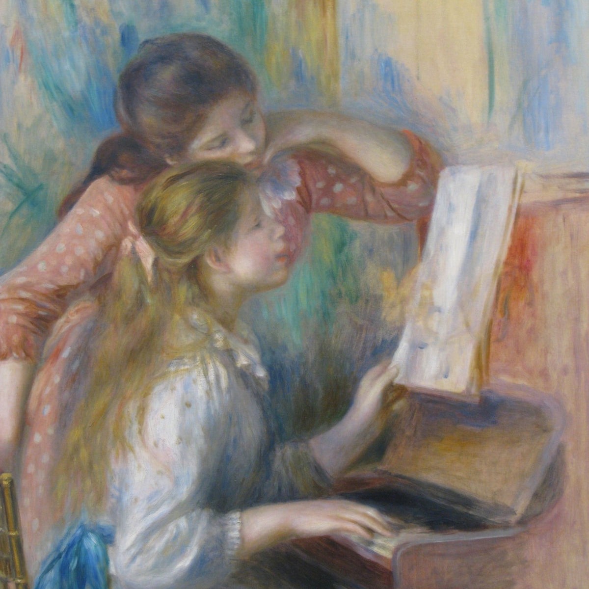 People Oil Painting - Girls Playing Piano Impressionist - Oil Painting Haven