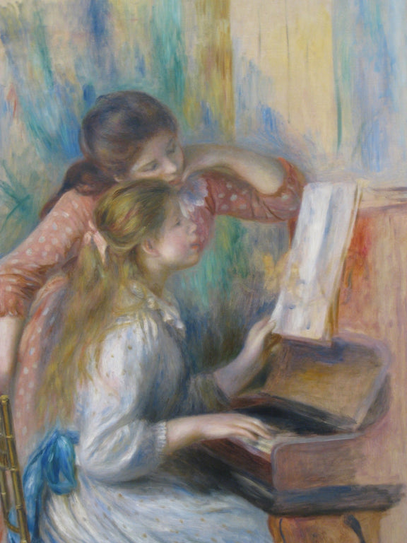 People Oil Painting - Girls Playing Piano Impressionist - Oil Painting Haven
