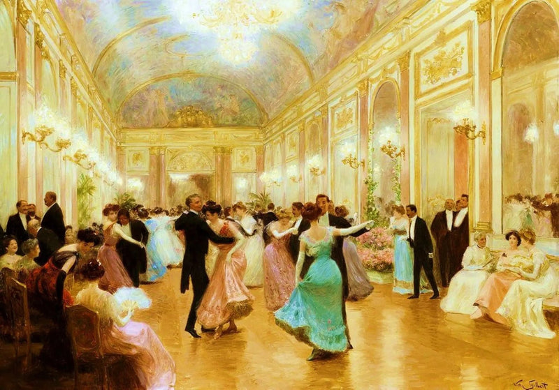 People Oil Painting - Grand Ballroom Dance Scene - Oil Painting Haven